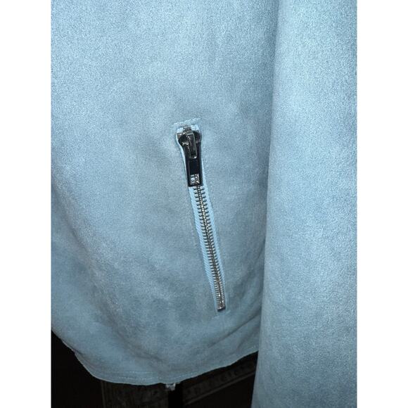 Blue Rain Light Blue Suede Moto Jacket M Cute Soft Blazer EUC - Picture 5 of 6